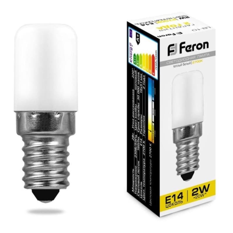 Лампа светодиодная  FERON  2Вт Е14, 6400К, 230В, д/хол./швейн. машин