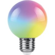 Лампа светодиод. Feron д/белт-лайта  1Вт Е27 RGB, шарик, мат., плав. смена цвета